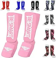 Be Smart Kids, Adults, Youth, Men and Women Muay Thai MMA Kickboxing Shin Guards, Instep Guard Training, Sparring Protective Gear Equipment Shin Kick Pads