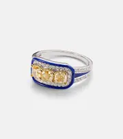 [Kamyen] Kamyen Trio Cushion 18kt white gold pinky ring with diamonds K silver