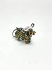 African Beaded Animals Bull Keychain Handmade Wire Art Cow
