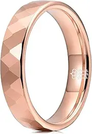 THREE KEYS JEWELRY Multi-faceted Tungsten Wedding Rings 2mm 4mm 6mm Silver Bands for Men Women