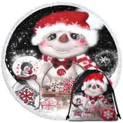 Adorable Christmas Snowflake Wishes Snowman Round Beach Towel