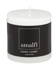 Amalfi Unscented Pillar Candle - White 7.5x7.5cm