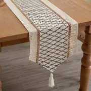Table Runner Triangular End, Boho Style with Black (Triangular End) 12x48inch
