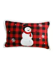 [SOGA] Christmas Snowman Lumbar Throw Pillow 30cm in Red