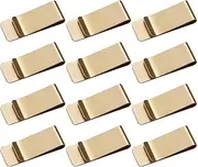 [ZHXKSH] 12 Pcs Money Clips for Cash Mens Money Clips Cash Clip Men Stainless Steel Credit Card Clip Business Card Holder Metal Money Clip Slim Cash Wallet Money Clip for Minimalist Wallet Clip (Gold)