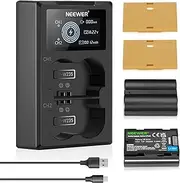 NEEWER NP-W235 Camera Battery Charger Set, Dual Slot USB Charger with LCD, 2 Pack 2400mAh Replacement Batteries Compatible with Fujifilm X-T5 X-T4 GFX 100S X-H2S X-S20 GFX 50S II VG-XT4 Battery Grip