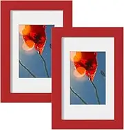 eletecpro 4x6 Picture Frames, Made of Engineered Wood with Shatter Resistant Acrylic for 4x6 Photo, Kids Photo Frame for Colorful Home Decor on Wall & Tabletop, Red, 2 Pack