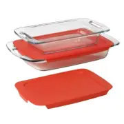 Easy Grab 4-piece Glass Bakeware Set | Pyrex Red X Baking W/ Lid Quart Value