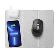 Foldable Wireless Charging Mouse Pad 15w Qi Certified Fabric Case Mouse Mat-Grey