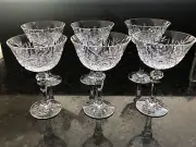 NEW Bohemian Czech Crystal Set Of 6 Champagne Glasses Hand Cross Cut Vintage