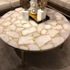 Agate Stone Sofa Center Table Round Coffee Table Agate Desk Top for Office Decor