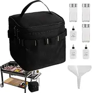 Travel Condiment Container, Camping Portable Condiment Set, Camping Kitchen Set with 6 Condiment Containers, Pepper and Salt Shaker, Removable Storage Bag, Great for Outdoor Travel, Camping, BBQ,