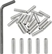 uxcell 1/4-20x1 Internal Hex Socket Set Grub Screws, 20 Pcs 304 Stainless Steel Cup Point Set Screw with Hex Key Wrench for Door Handles Bathroom Fixtures