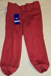 Brand New Mizuno Belted Elastic Bottom Red Girls Size Medium Softball Pant