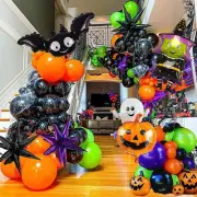 Halloween Balloon Garland Arch Kit 170pcs Orange and Black Purple green ballo...
