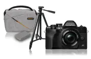 Olympus OM-D E-M10 Mark IV Black w/14-42mm EZ Lens & Bonus Battery, Bag,Tripod