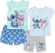 [Disney] Lilo & Stitch Girls Mix and Match 4 Piece Shirt and Shorts Set for Big Kids