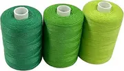 Haobase Sewing Thread Assortment Coil 3 Colors 1000 Yards Per Spool 40S/2 Polyester Thread Sewing Kit for Hand and Machine Sewing(Green Styles)