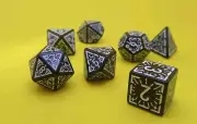 Ancient Futuristic White/Black 7pc Dice Set - Dungeons Dragons Pathfinder RPG