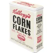 XL Kelloggs Corn Flakes Retro Embossed German Made Tin Storage Box