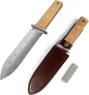 Minamino Hori Hori Garden Knife,Ideal Gardening Tool for Weeding Digging Cutting Planting Landscaping and More, Comes with Thick Leather Sheath and Sharpening Stone in a Gift Box