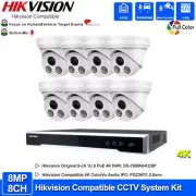 Hikvision 4K 8CH 8PoE NVR 8MP Outdoor Security IP Camera CCTV System ColorVu Mic