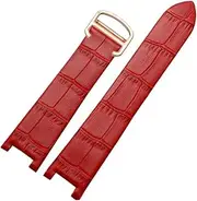 [ARSUGMZ] Fit for Cartier Pasha Series Thin Soft Comfortable Notch Leather Watch Band Women Black Watch Strap Accessories20x12mm(Red-Rose-Z4)