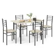 Costway 5pcs Wood Dining Table Chairs Set Kitchen Restaurant Natural