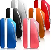 [Wonwood_direct] Luggage Tags for Suitcases, 6 Pack Aluminum Tags with Stainless Steel Loops and Privacy Protection ID Card, Colorful Travel Accessories for Suitcases Bags Baggage