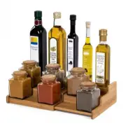 Spice Rack Bamboo Step Shelf Cabinet Organizer Storage Kitchen Counter Space Set