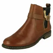 LADIES RIEKER ZIP WARM LINED LEATHER DRESS CASUAL BROWN ANKLE BOOTS Z4959 SIZE