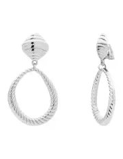 [Barcs] Textured Cut Out Oval Cilp Earrings in Silver