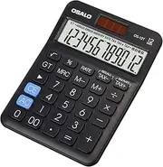 Pocket Small Size Desk Calculator, 12 Digit Large LCD Display, Basic Tax Function Handheld Desktop Calculator with Solar Battery Dual Power, Perfect for Office, School, Business OS-12T (black)