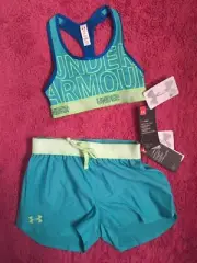 Under Armour Kids Girls Size Youth Small Active Wear Sprts Bra And Shorts NWT