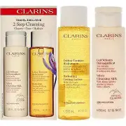 Clarins 2 Step Cleansing Kit for Women 2 Pc Velvet Cleansing Milk, Hydrating ...
