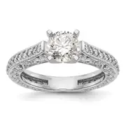 0.48ct. CZ Solid Real 14K White Gold Peg Set Engagement Ring