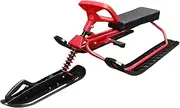 Snow Racer Sled Ski Sled with Steering Wheel and Twin Brakes for Kids Teens and Adults
