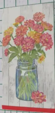 Three Decorative Hostess Napkins for Decoupage "Zinnias in a Masson Jar"