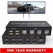 4 Port HDMI DHDMI USB KVM Switch 4X2 4K@60Hz Switcher Dual Monitors 4 Computers
