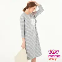 在飛比找momo購物網優惠-【mamaway 媽媽餵】棉質條紋寬鬆孕哺居家洋裝