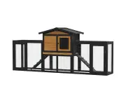 Oppsbuy Rabbit Hutch 203x45x86cm Chicken Coop Wooden Bunny Cage Pet House Guinea Pig House 203x45x86cm