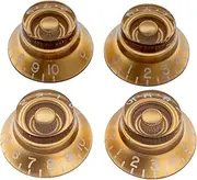 Musiclily Pro Inch Size Fine 24-Spline Top Hat Bell Knobs Tone Volume Control Knobs for USA LP SG Style Electric Guitar, Gold (Set of 4)