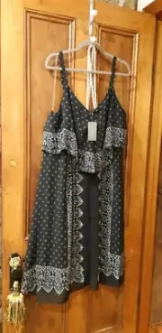 Autograph Dress 22 Lined NEW With Tags, Lace Print On Black Poly,...