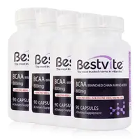 在飛比找PChome24h購物優惠-【美國BestVite】必賜力BCAA支鏈胺基酸膠囊4瓶組 