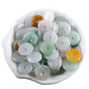 10PCS Natural Round Jade Loose Beads Flat Gemstone Spacer Beads for Jewelry