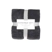 Soft Diamond Fleece Throw Rug 127 x 152 cm (Charcoal, Blue, Natural, Plum)