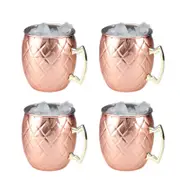 Nevenka 500ml Stainless Steel Moscow Mule Mugs Set of 4 Reticulate Cups-RoseGold