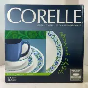 Corelle Dinnerware Set Serenity Livingware 16-Pieces Durable Tempered Glass NEW