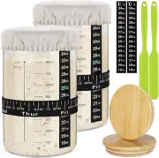 2 Pcs Sourdough Starter Jar, 32 Oz Sourdough Starter Kit with Date Marked Feedin