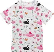 [ODAWA] Kid Swim Shirt Ballerinas Tutus UPF+ 50 Quick Dry Shirt Kid Rashguard Top